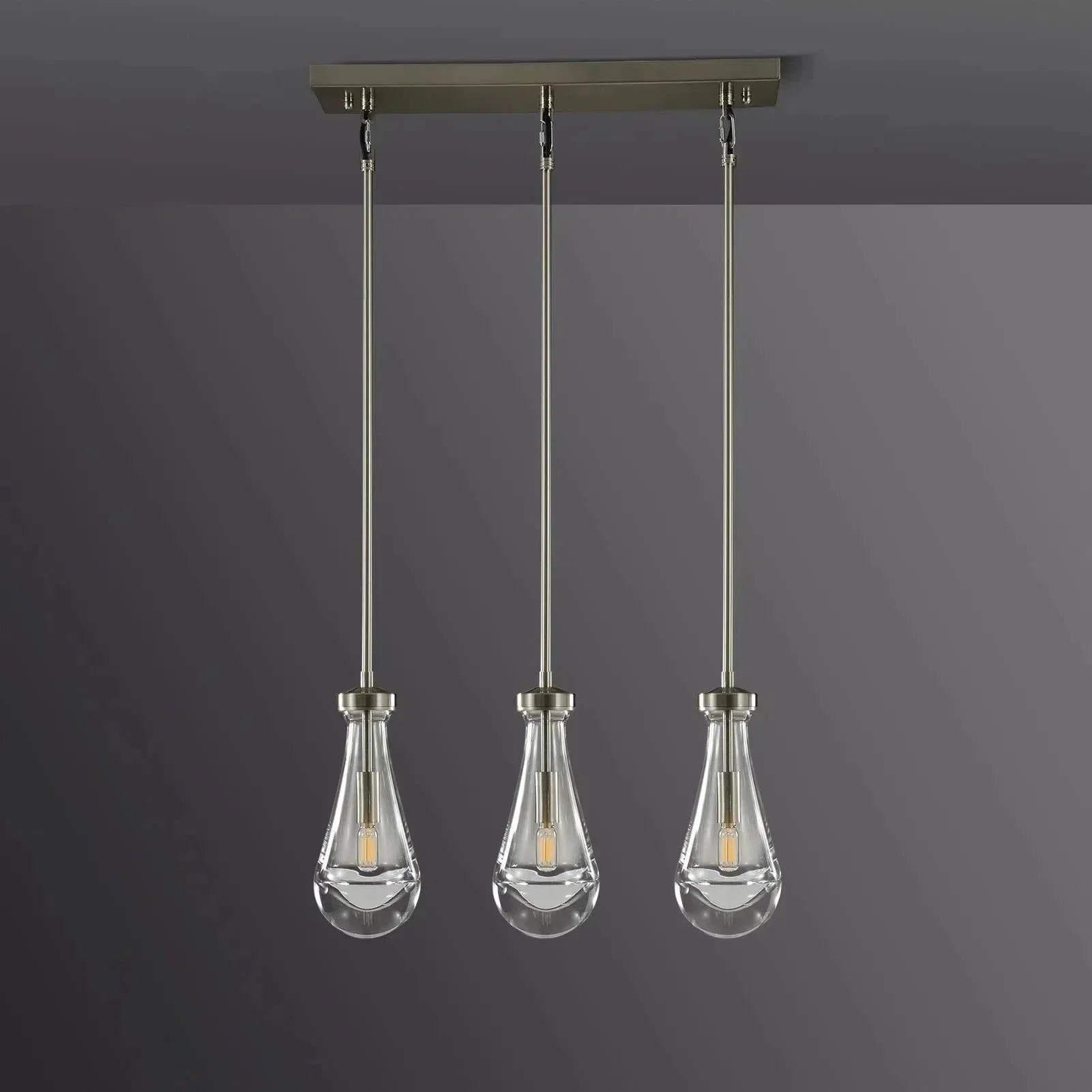 Soltaire Raindrop Linear Chandelier 3-Light 22"