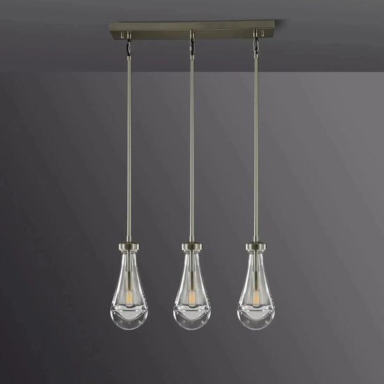 Soltaire Raindrop Linear Chandelier 3-Light 22"