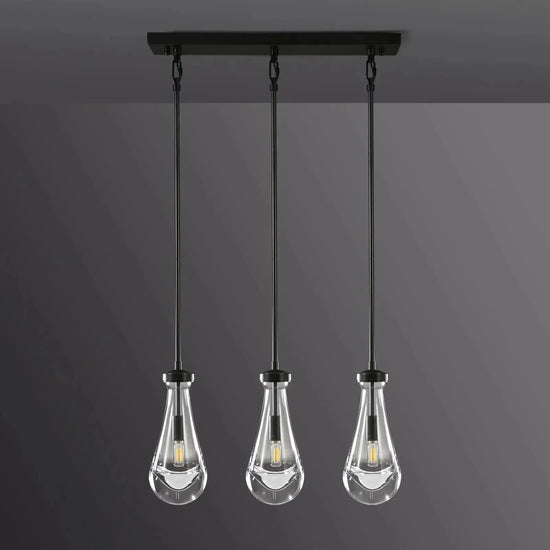 Soltaire Raindrop Linear Chandelier 3-Light 22"