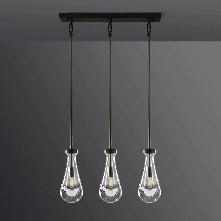 Soltaire Raindrop Linear Chandelier 3-Light 22"