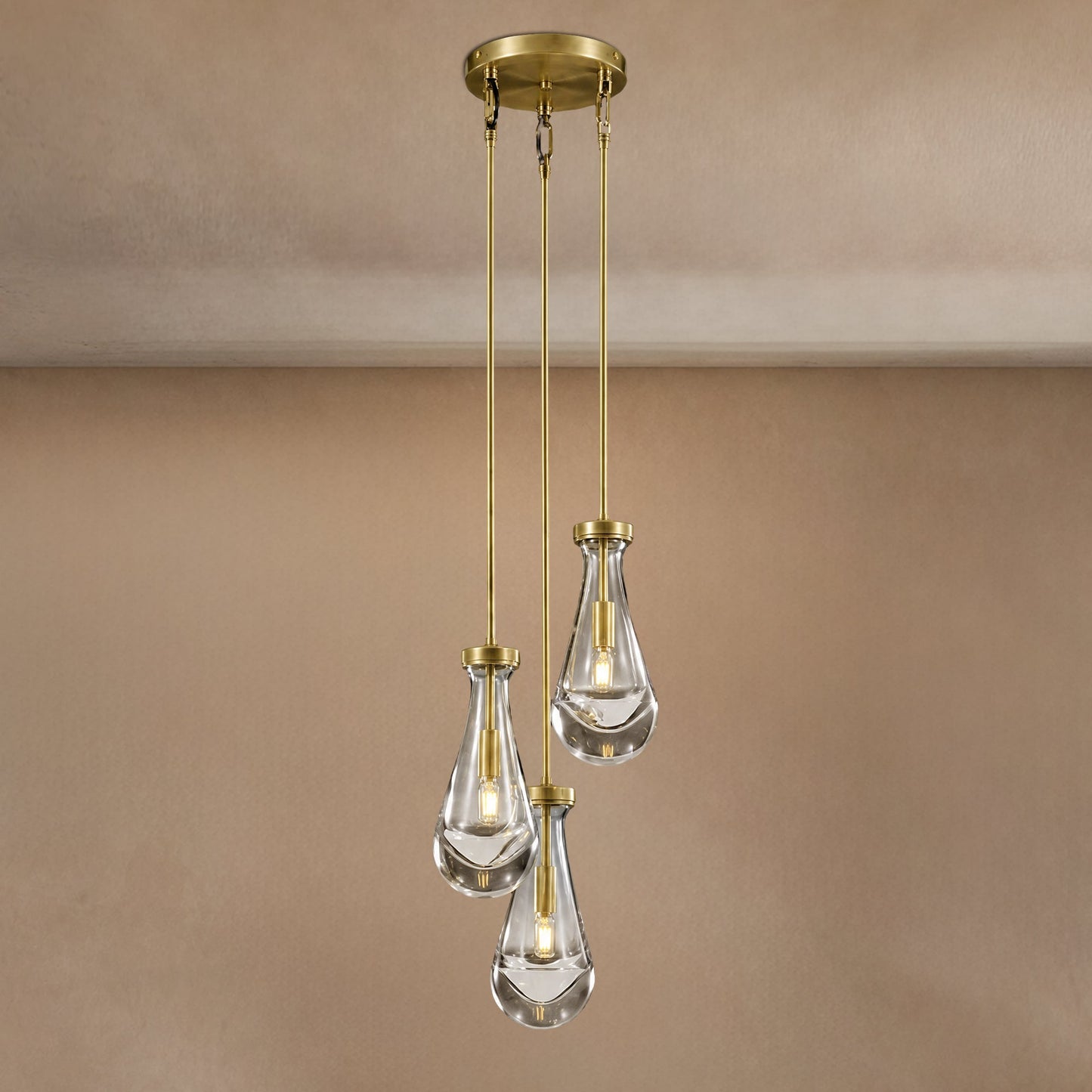 Soltaire Raindrop Round Chandelier 3-Light 8"