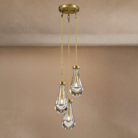 Soltaire Raindrop Round Chandelier 3-Light 8"