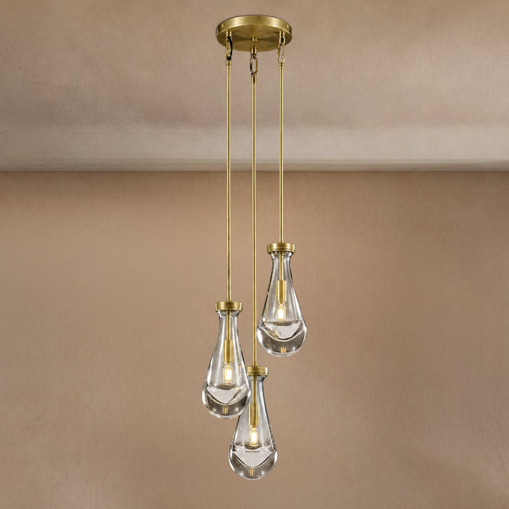 Soltaire Raindrop Round Chandelier 3-Light 8"
