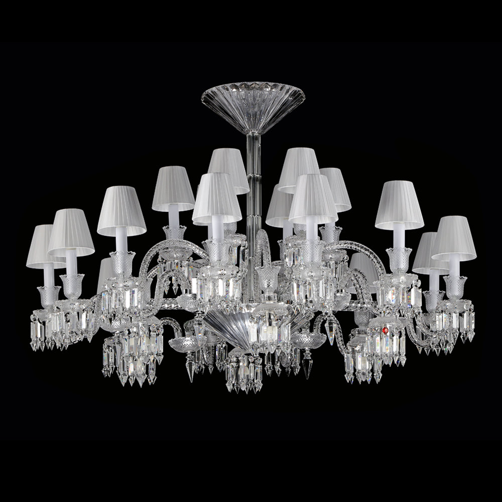 24 Lights Crystal Chandelier with Lampshades