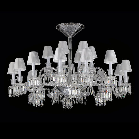 24 Lights Crystal Chandelier with Lampshades