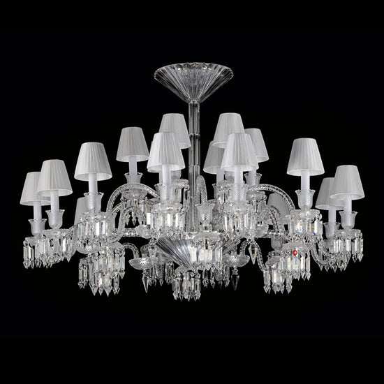 24 Lights Crystal Chandelier with Lampshades