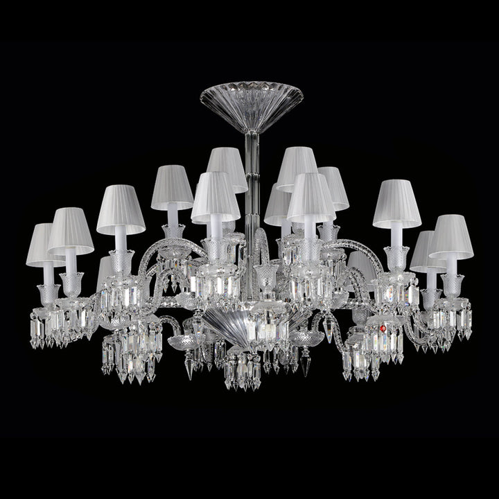24 Lights Crystal Chandelier with Lampshades