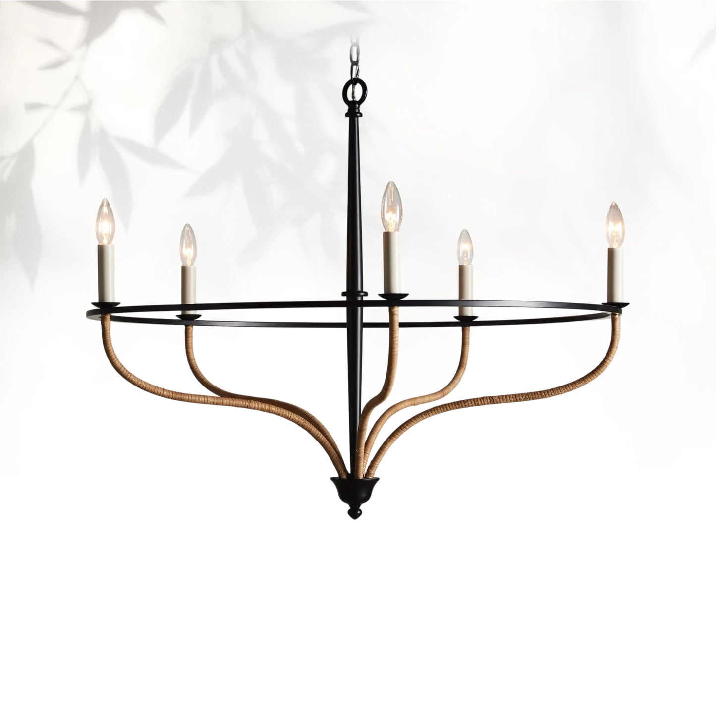 Roselind Rattan Chandelier in Black