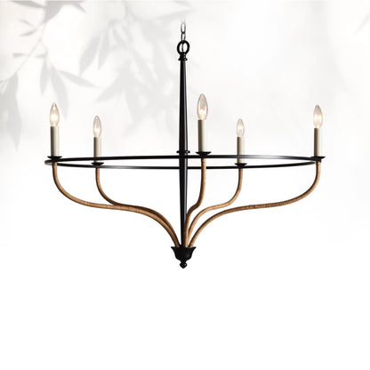Roselind Rattan Chandelier in Black