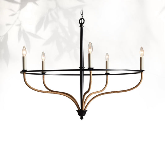 Roselind Rattan Chandelier in Black