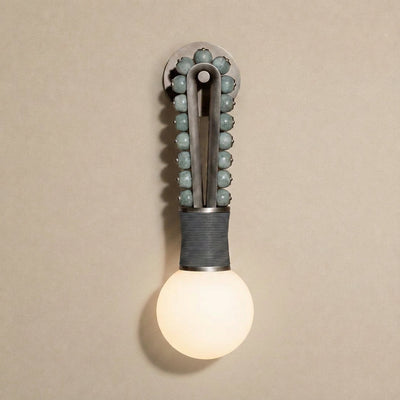 Ardora Wall Lamp, 5.5-Inch x H 24.4-Inch, Brass & Green for Living Room