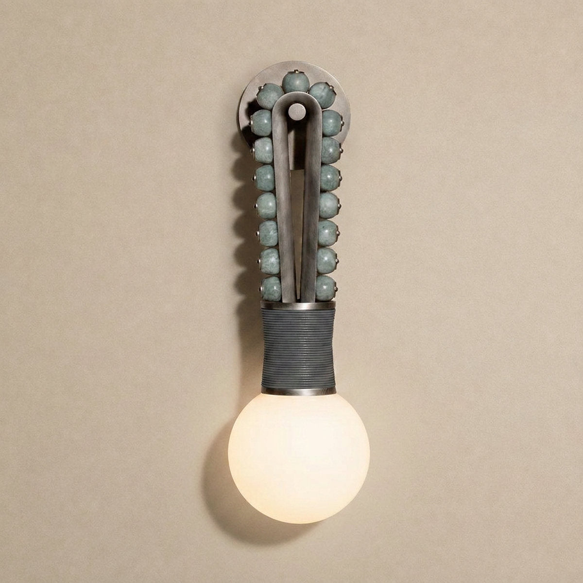 Ardora Wall Lamp, 5.5-Inch x H 24.4-Inch, Brass & Green for Living Room
