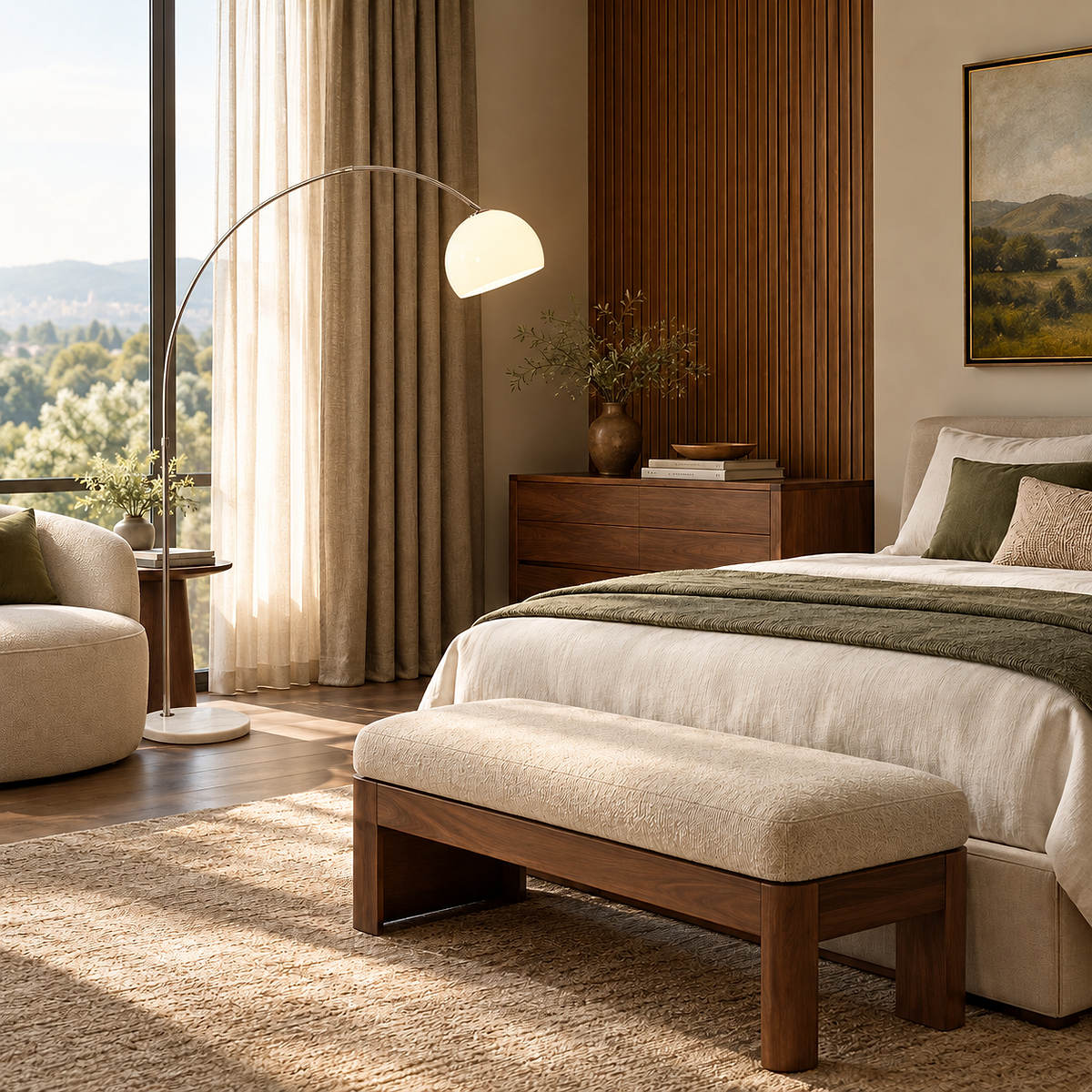 Tricolordeer Curved Marble Floor Lamp