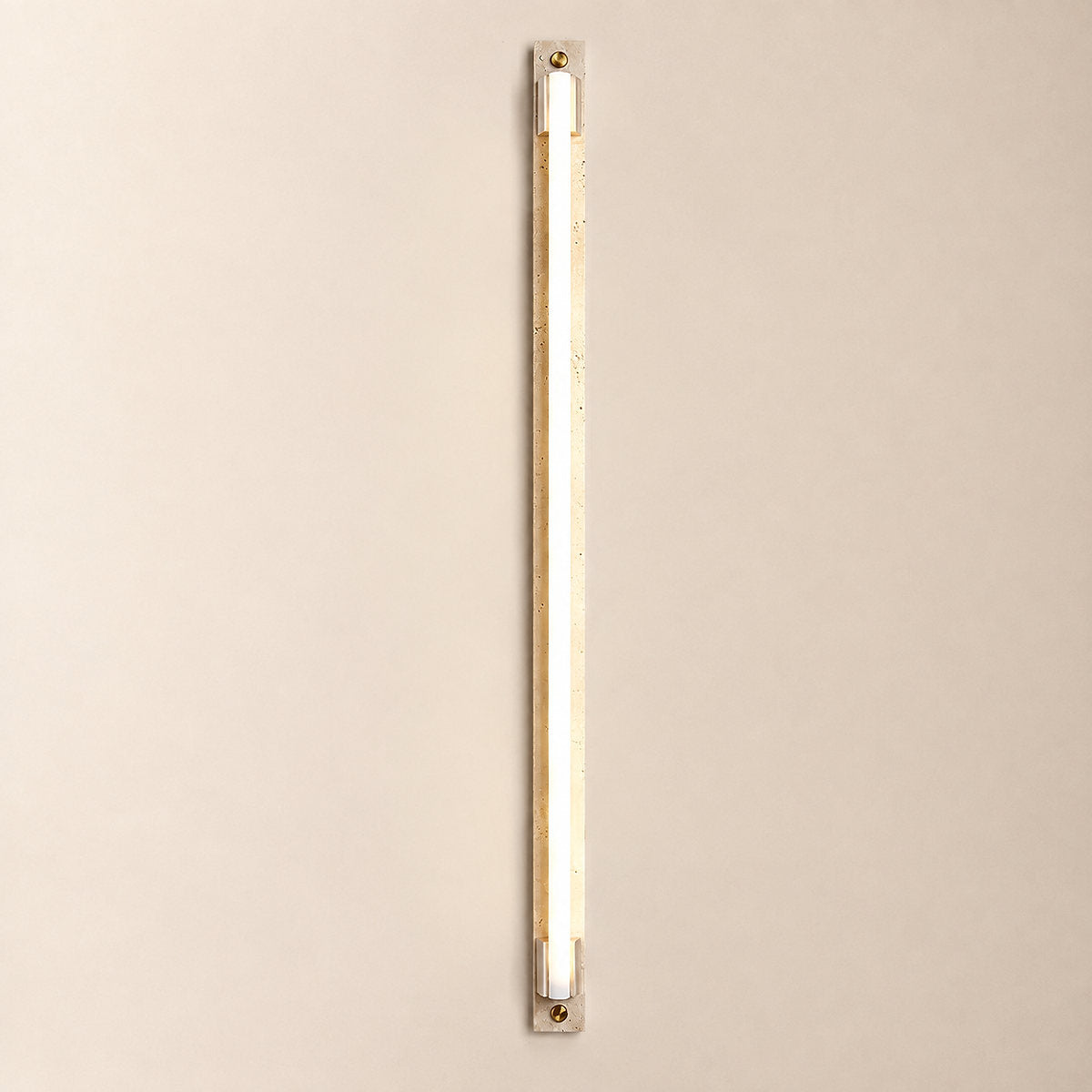Caelum Light Bar Wall Lamp, 1.9-Inch x H 23.6-Inch, Wood & Yellow Travertine, Warm Light for Living Room & Dining Room
