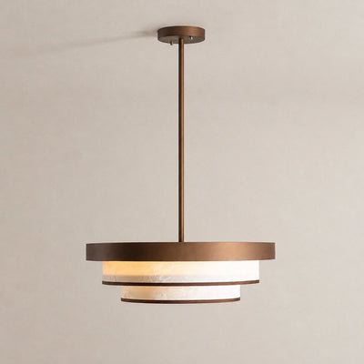 Sculptural Triple-Tiered Fabric Ring Pendant Lamp