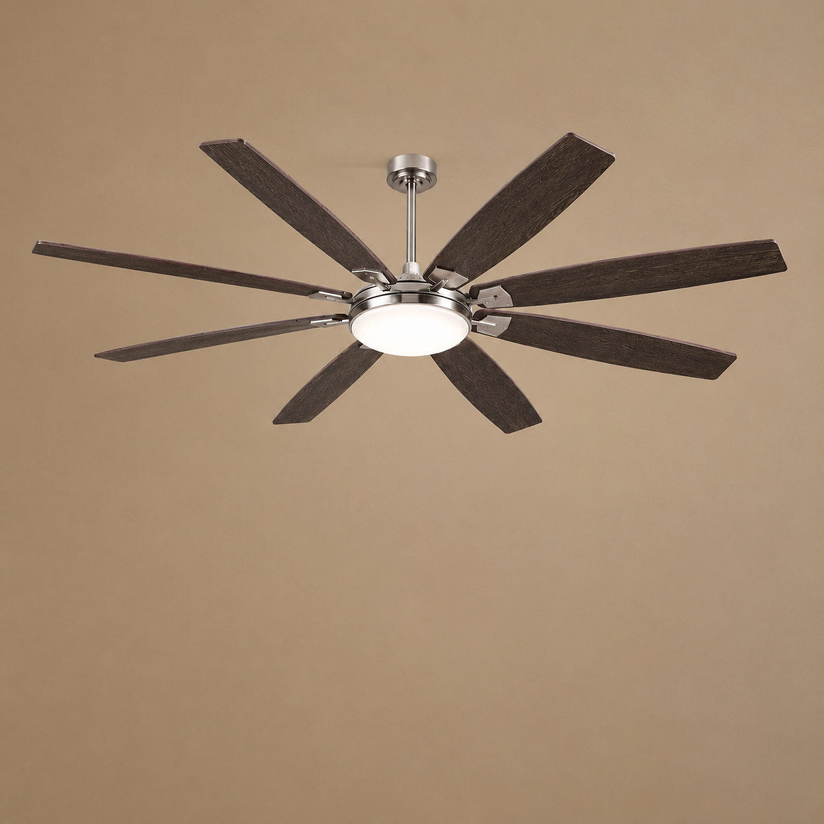 Eight-Blade LED Disc Ceiling Fan in Walnut