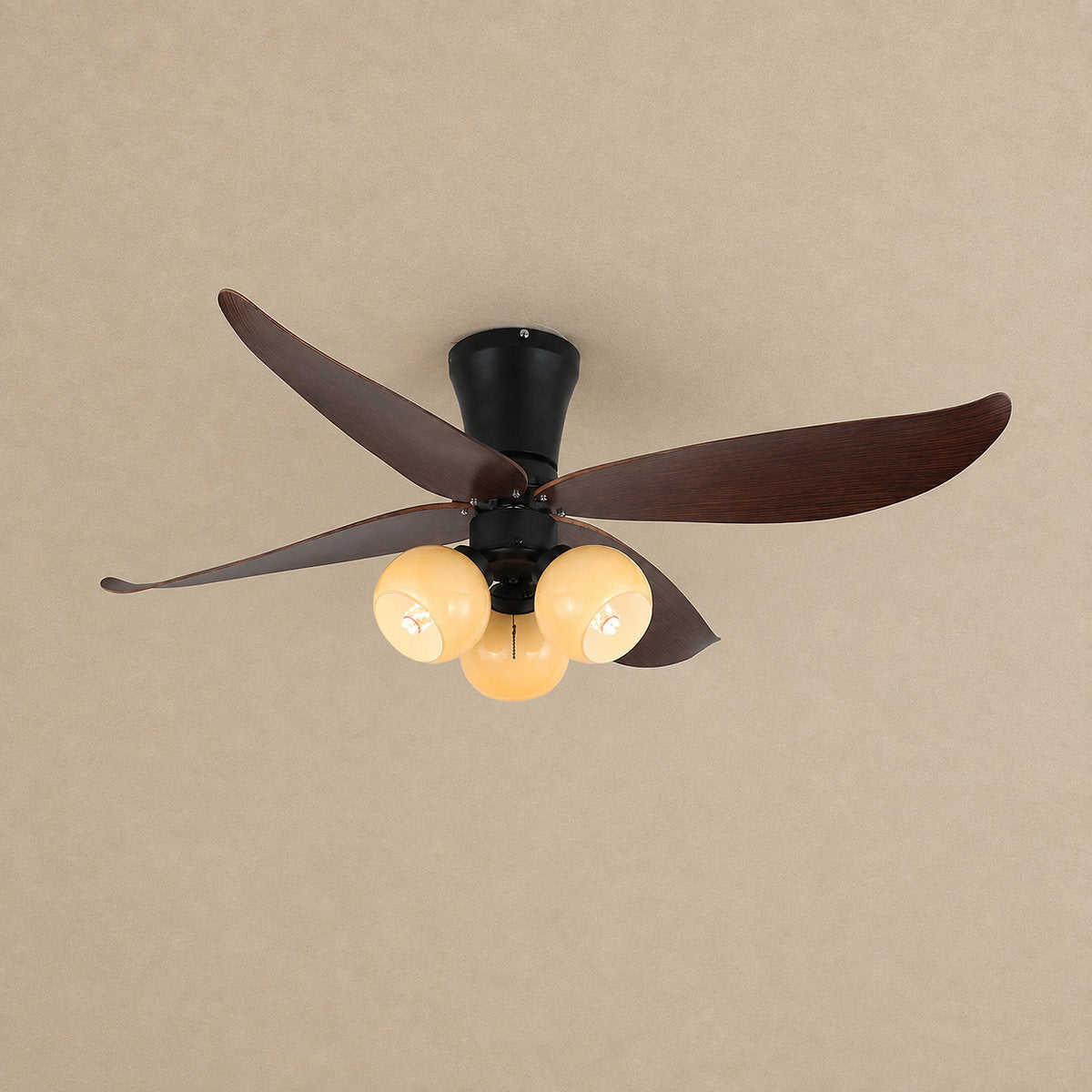 Arbora Bloom Ceiling Fan Light, 36-Inch x H 11.8-Inch, Walnut Wood & White for Living Room