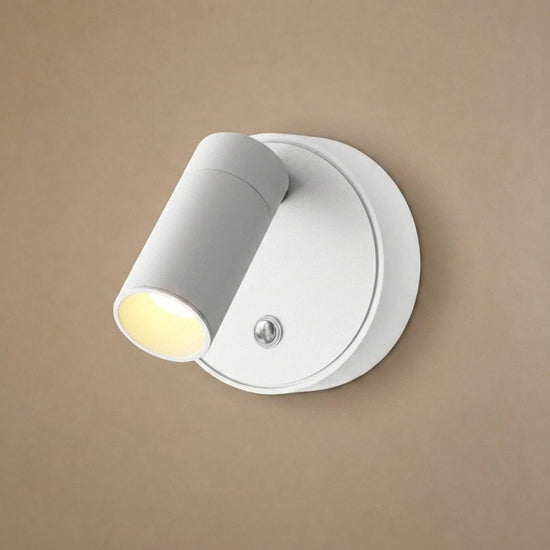 Luma Pivot Rechargeable Wall Lamp, 3.1-Inch x H 3.1-Inch, Black, Three-Color Light & USB Charging for Bedroom & Living Room