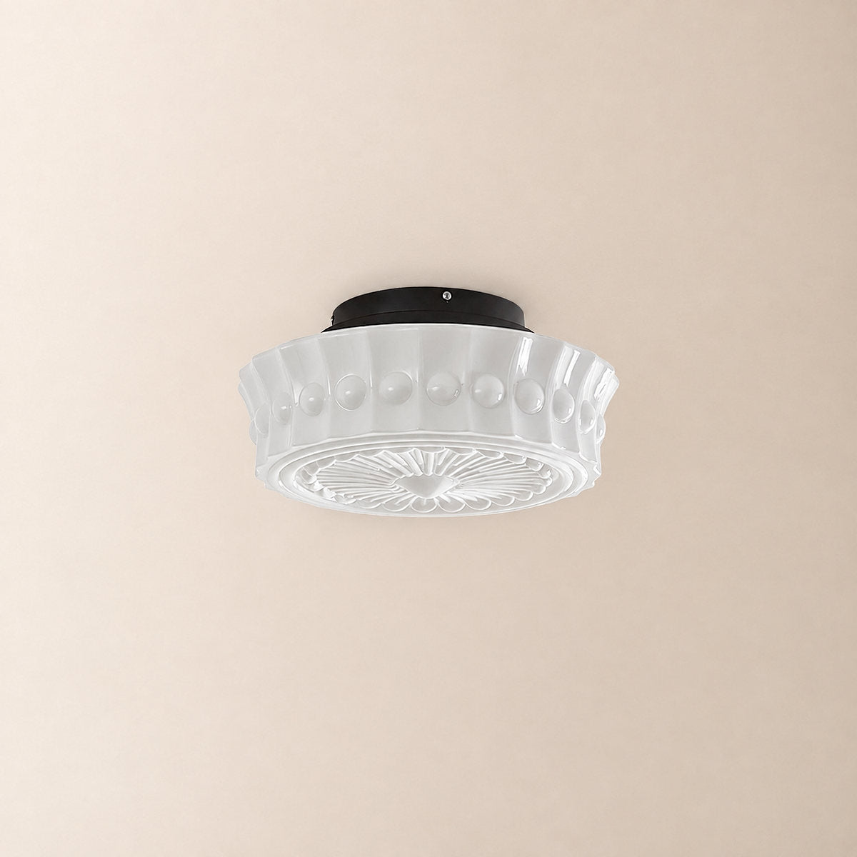 Charles Edwards Ceiling Light, 14.2~17.7-Inch x H 7.1~7.5-Inch, Black & Beige for Living Room