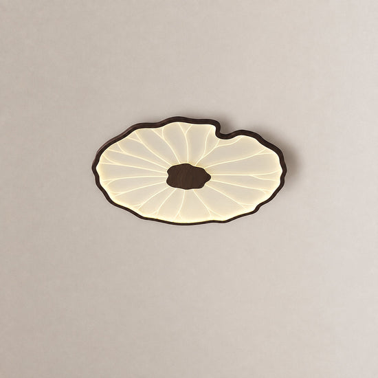 Lotus Leaf Acrylic Ceiling Light, 11.8-Inch x H 1.6-Inch, Hydrographic Natural Wood Grain Finish, Warm Light for Living Room & Bedroom