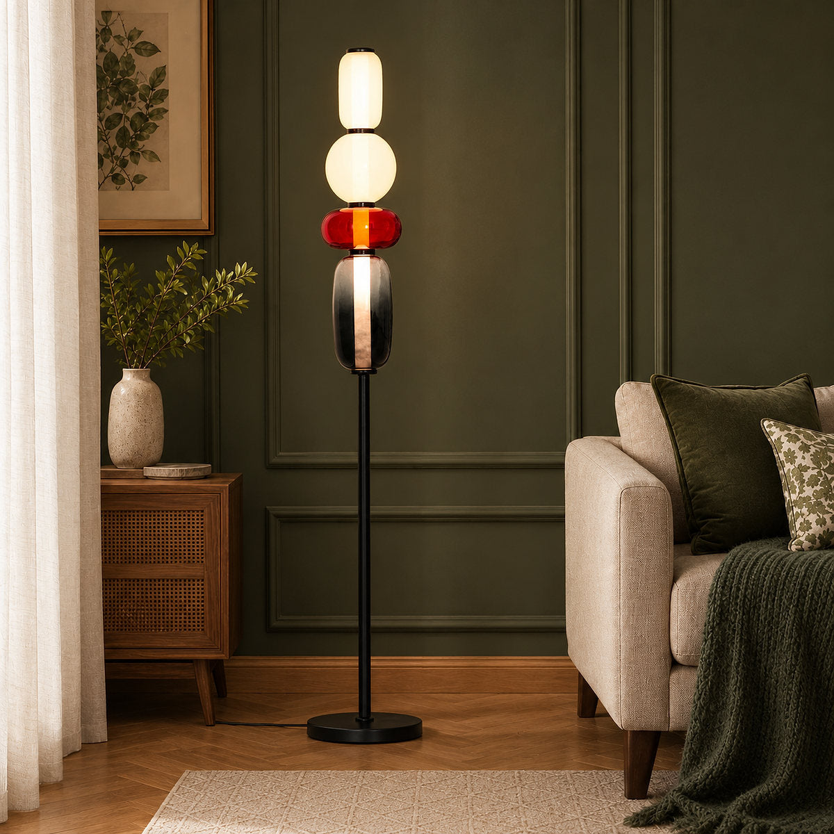 Artisan Hand-Blown Glass Stacked Floor Lamp