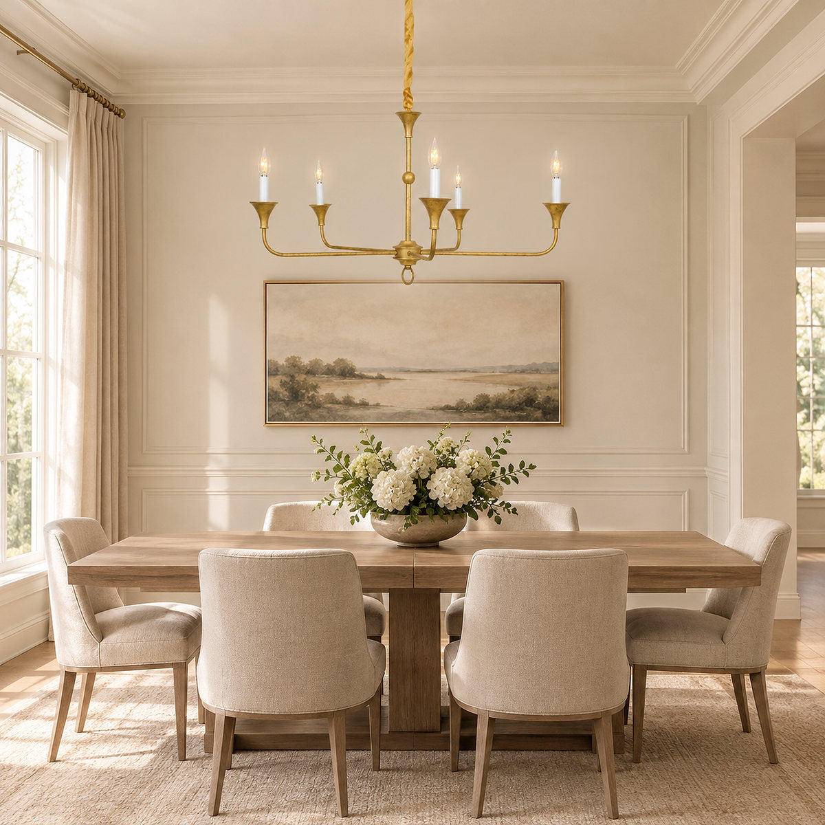 Tricolordeer Round Brass Minimalist Chandelier