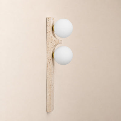 Asymmetrical Travertine Wall Lamp, 2.3-Inch x H 19.7-Inch, Yellow Travertine for Living Room & Dining Room