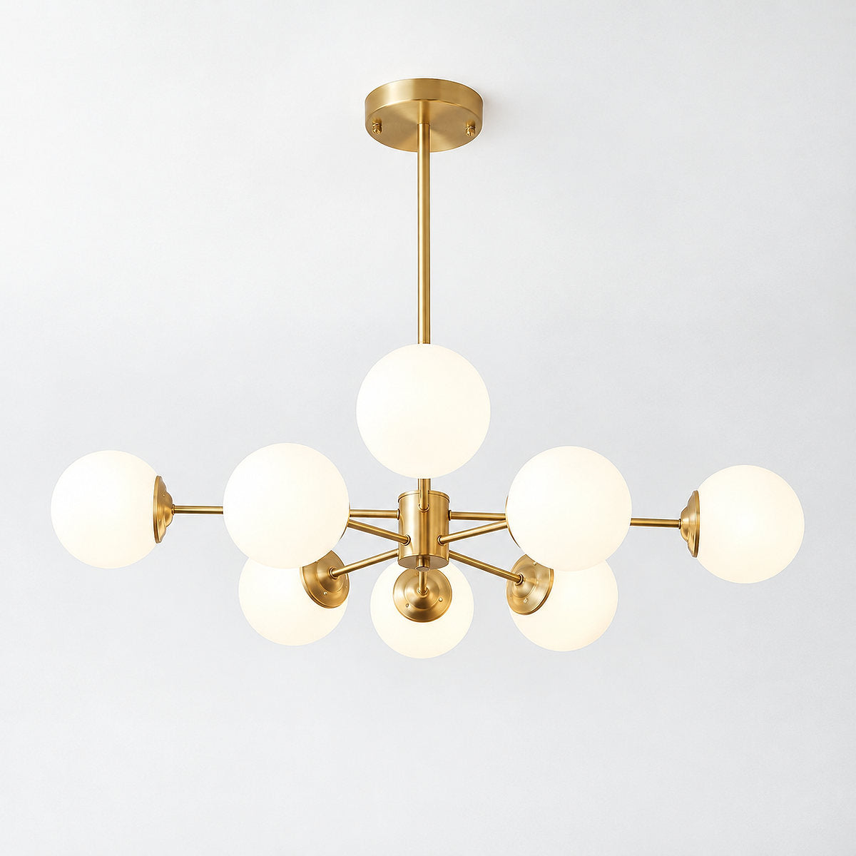 Frosted Glass Orb Brass Chandelier