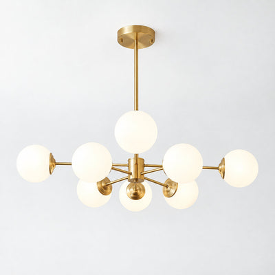 Frosted Glass Orb Brass Chandelier