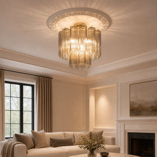 Radial Starburst Glass Ceiling Lamp