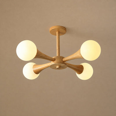 Tricolordeer Solid Wood & Opal Glass Chandelier