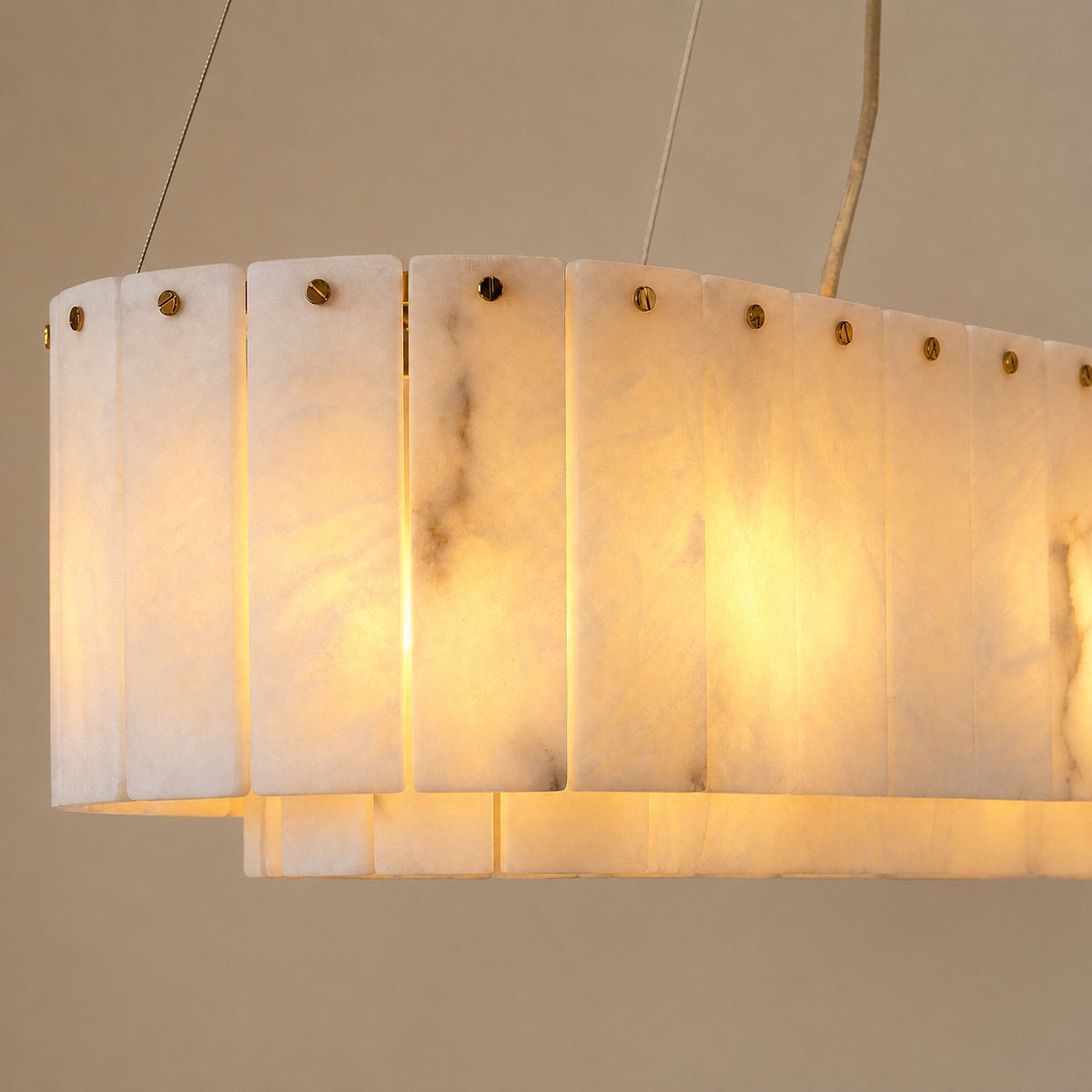 Tricolordeer Natural Alabaster 14-Light Linear Chandelier
