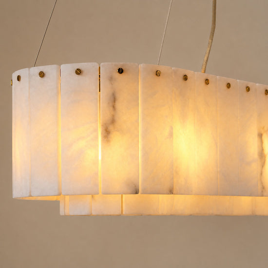 Tricolordeer Natural Alabaster 14-Light Linear Chandelier