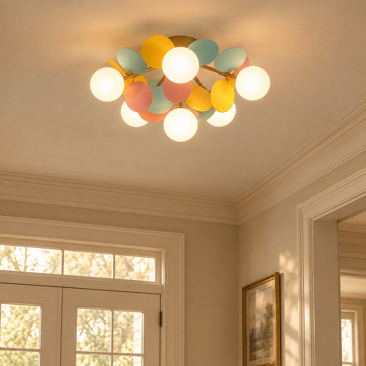 Round Macaron Ceiling Light, 20.5-Inch x H 12.5-Inch for Living Room