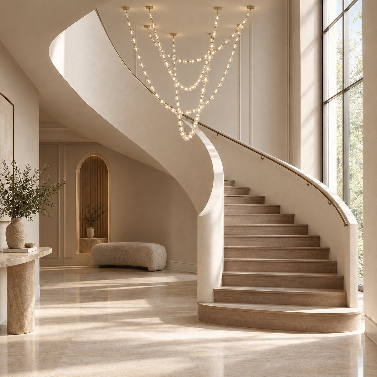 Draped Acrylic Sphere Link Chandelier