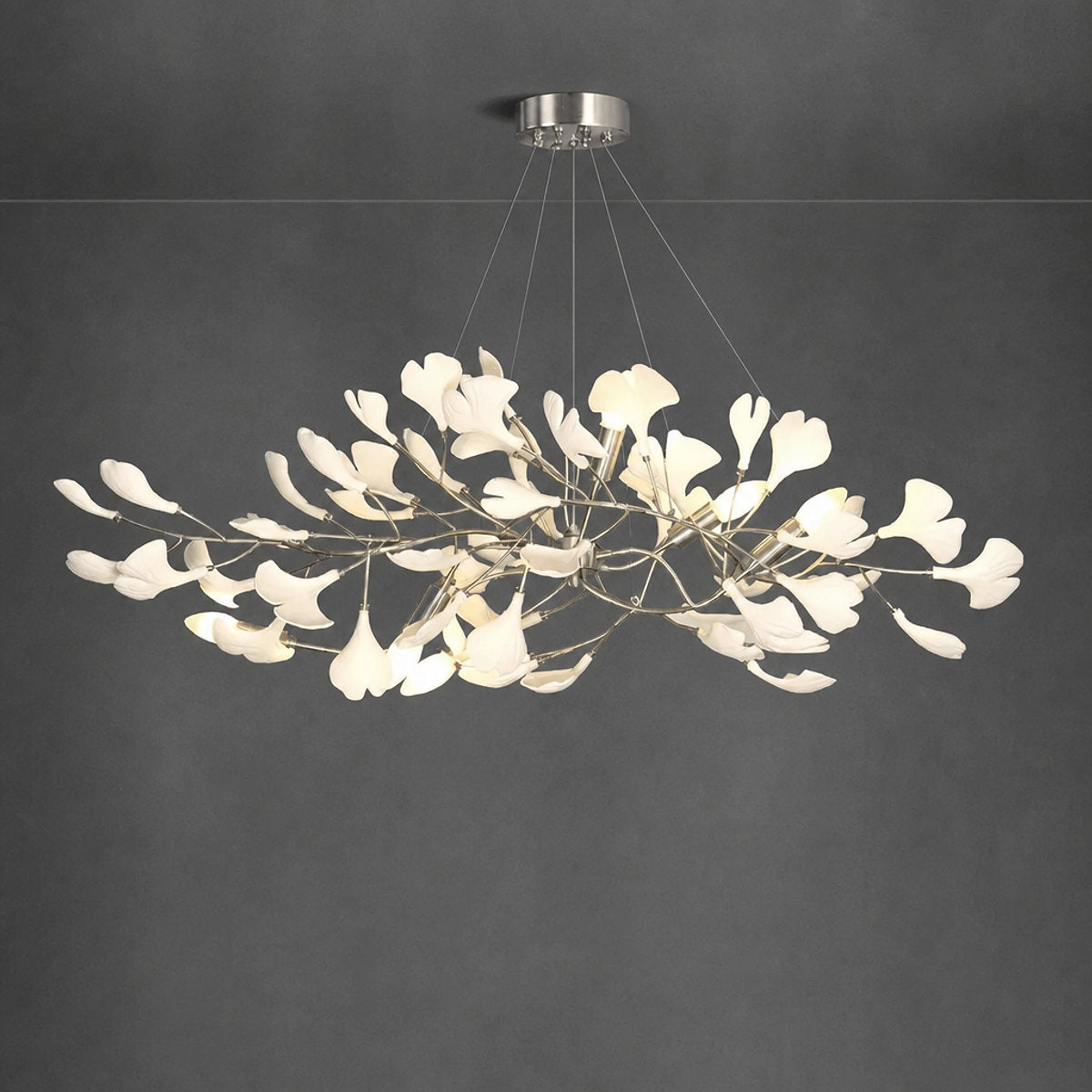 Porcelain Leaf Horizontal Branch Chandelier