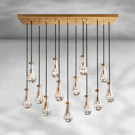 Soltaire Raindrop Glass Linear Chandelier 54"
