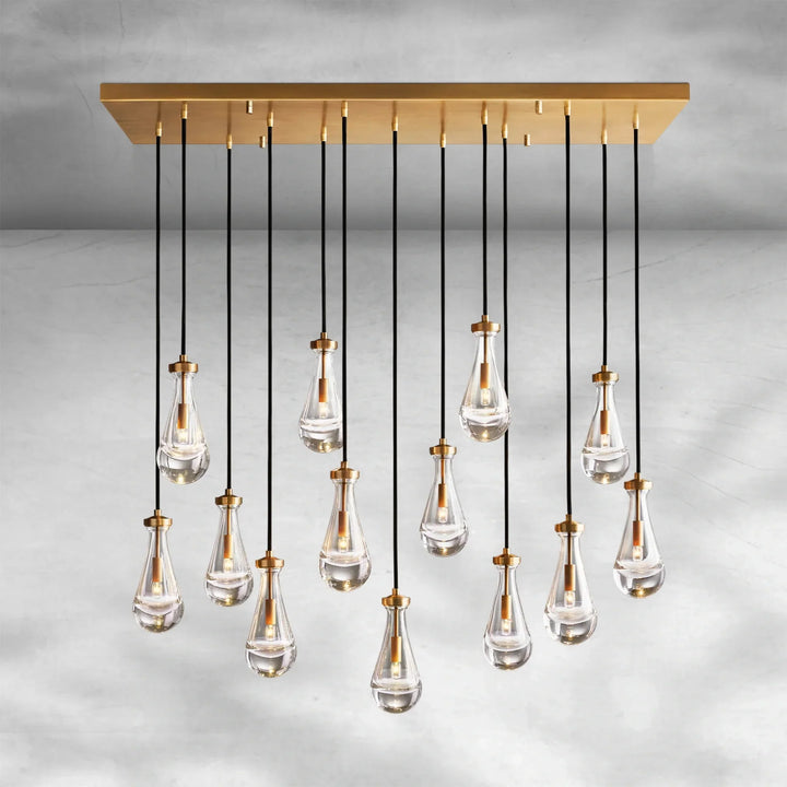 Soltaire Raindrop Glass Linear Chandelier 54"