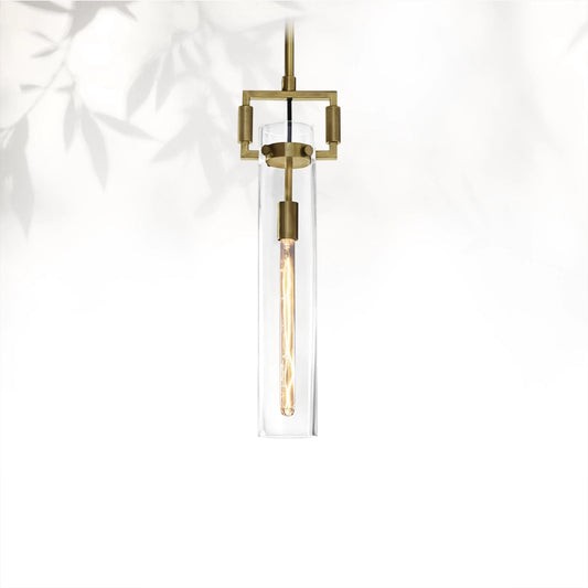 Machine Glass Cylinder Pendant 12" 22"