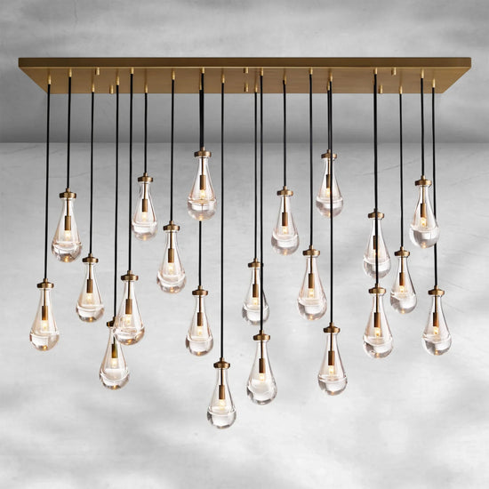 Soltaire Raindrop Glass Linear Chandelier 72"