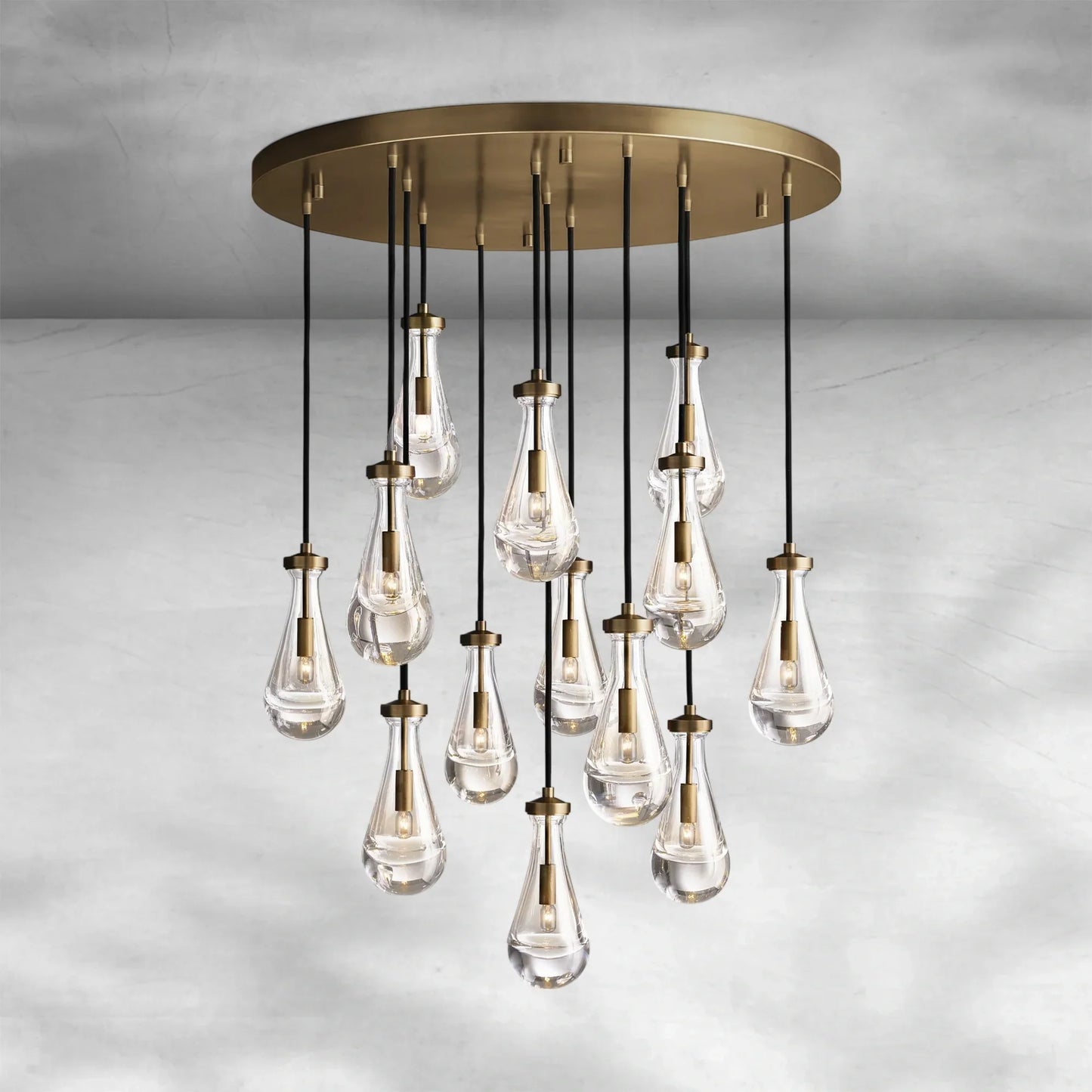 Soltaire Raindrop Round Chandelier 36"