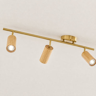 Tricolordeer Gold Brass Ceiling Light: Walnut Wood, 1–4 Heads