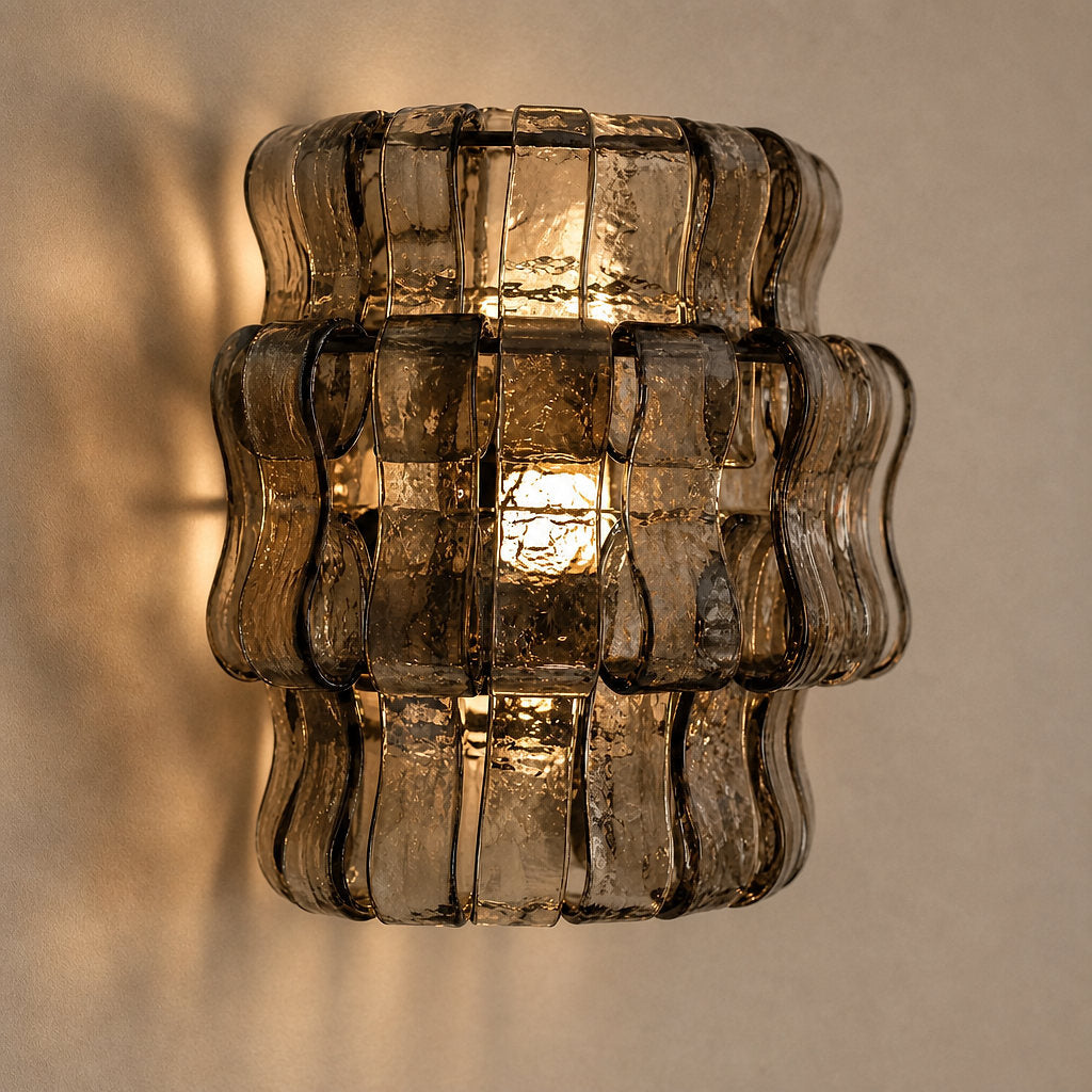 Tricolordeer Amber Glass Ribbon Wall Sconce