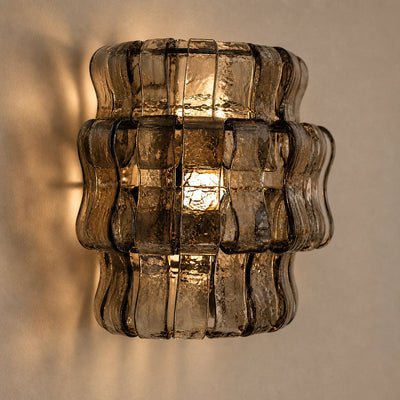 Tricolordeer Amber Glass Ribbon Wall Sconce