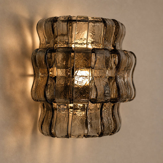 Tricolordeer Amber Glass Ribbon Wall Sconce