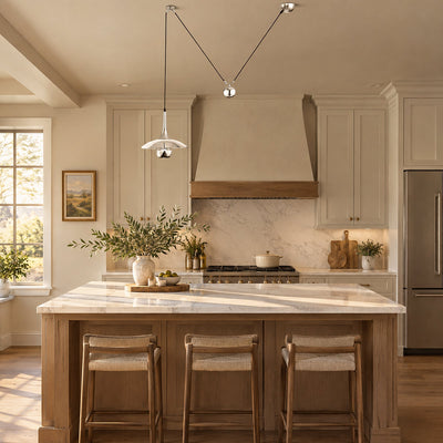 Adjustable Metal Counterweight Pendant Light for Dining Room & Living Room