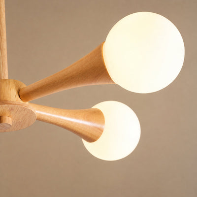 Tricolordeer Solid Wood & Opal Glass Chandelier