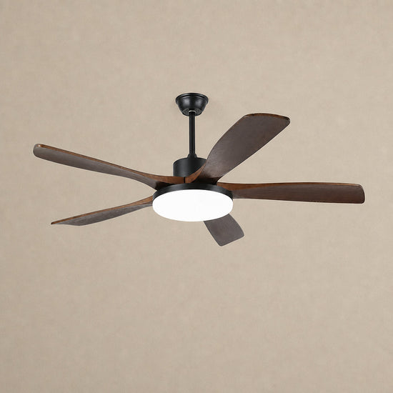 Keltis 48"/52" Ceiling Fan Light, 48~52-Inch x H 11.8-Inch, Model F Natural Wood Grain (ABS blades), Three-Color Light for Living Room