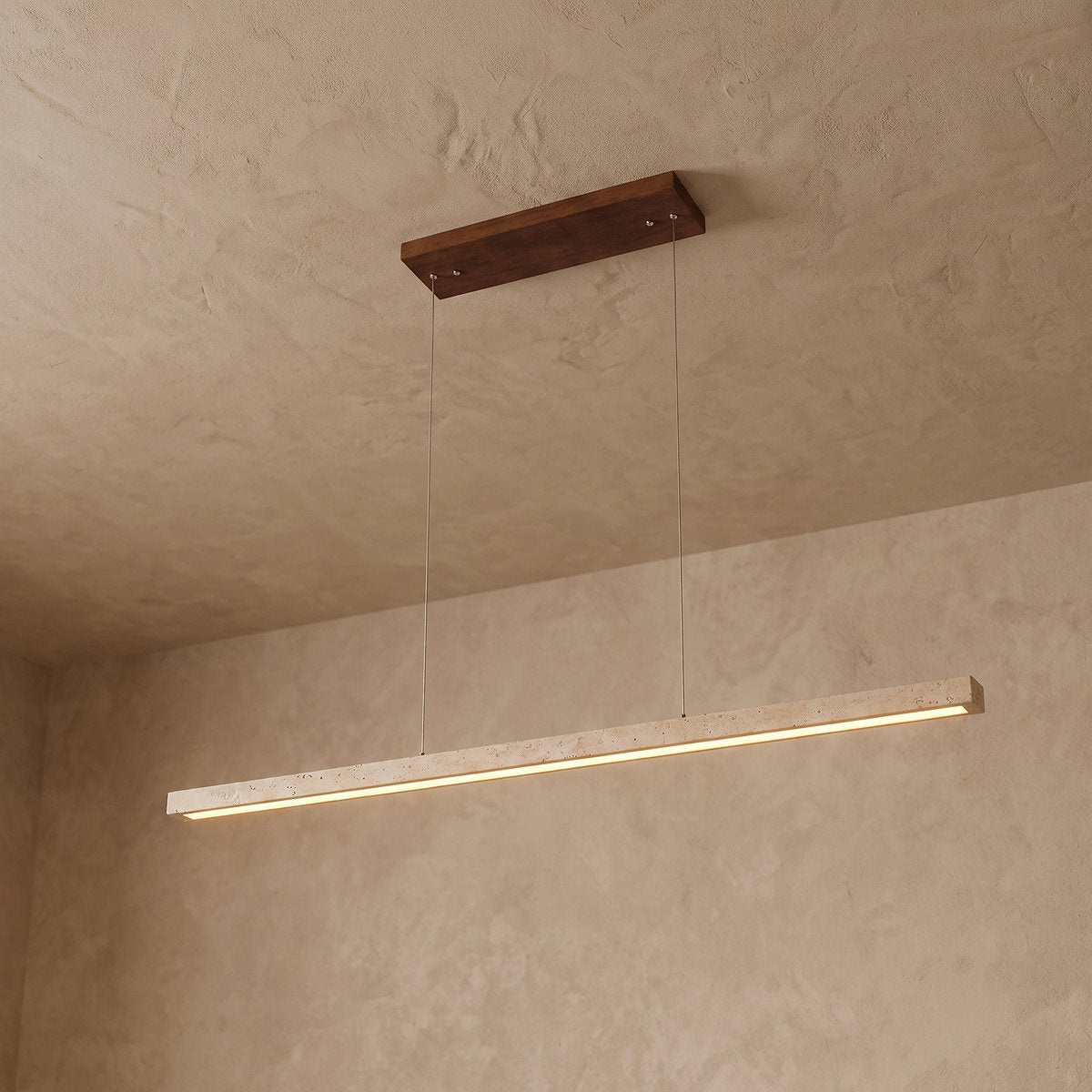 Minimalist Linear Travertine Stone Pendant Lamp