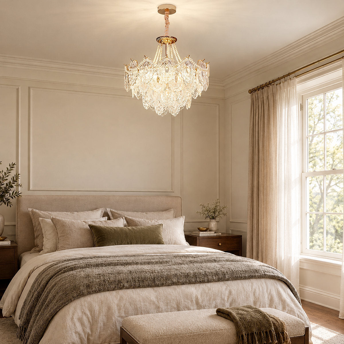 Gold Glass Drop Chandelier